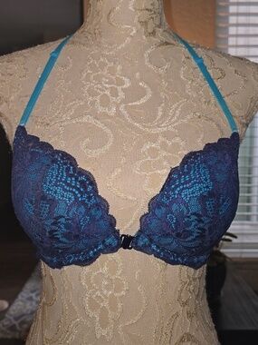 PINK Victoria's Secret Navy Lace Halter Bra